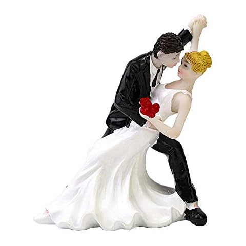 Wedding Cake Topper with Bride and Groom, Romantic Wedding and Engagement Party Collectibles Fun Wedding Couple Figurines Decorations Gifts (Tango kiss) Cover