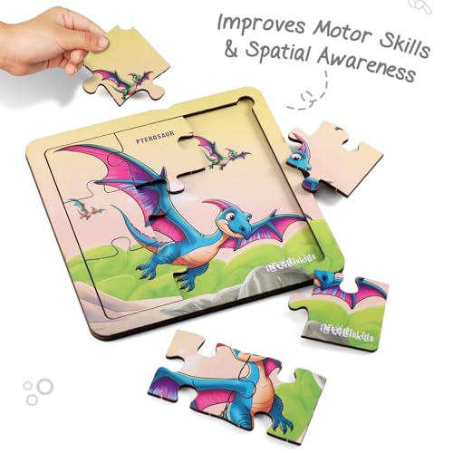 Image of Intelliskills Premium Jigsaw Puzzle for Kids, 36 Pcs Puzzle Set, Set of 4 Fun Learning&Educational Toy for Enhancing Concentration, Puzzle for Kids 3+Years,Best Birthday Gift, BIS Certified (Dinosaur)
