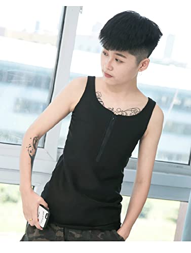 BaronHong Tomboy Chest Binder Ultra Thin Sturdy Stretchy Half Zipper Pullover Masculine Long Tank Top3