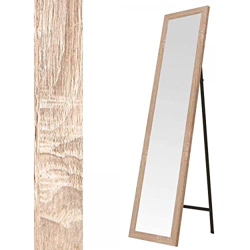 Espejo de Pie en Madera de Color Natural, Acabado Natural, para Dormitorio, Fácil Montaje 35,5x155,5cm - Hogar y Más