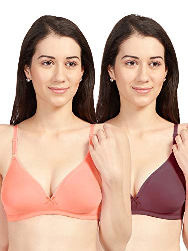 Image of SONARI Omania Womens Non-Padded Cotton Polyester Bras - Solid, Non-Wired, Medium Coverage, Hand Washable (Pack of 2)