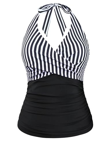 Haut de Tankini à armatures Rayures Noires et Blanches Taille 18