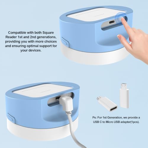 Base para lector Square de 2ª generación con cable largo y funda blanca azul 4