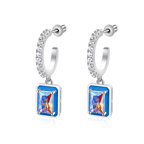 White Gold Hoop Earrings For Women Silver Drop Earrings For Women Girls 14K Gold Plated Thick Earrings #TOP5