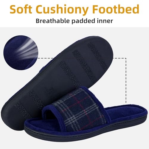 Image of Magtoe House Slippers for Men Open Toe Soft Comfortable Indoor Slip on Mens Slides Sandals Memory Foam for Bedroom Spa Living Room, All Seasons
