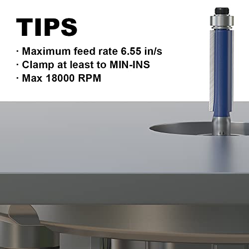 Image of Flush Trim Router Bits 1 /4 Inch Shank, 5 /16 Inch Cutting Diameter, 1 Inch Cutting Height, Bottom Bearing Flush Straight Cut Trim Router Bit for Woodworking