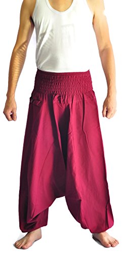 Mens Baggy Yoga Hippie Boho Aladdin Alibaba Harem Pants (red)