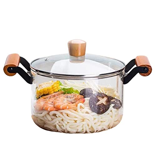 Glass Cookware Glass Saucepan with Cover, Heat- Resistant Glass Stovetop Pot, Glass Cookware Set Cooktop Safe Christmas Gift for Pasta Noodle, Milk, Soup Glass Pot,3.8L