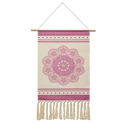 Macrame Woven Wall Tapestry Hanging Art, 19.7 W x 34 H Extra Large Boho Chic Bohemian Morocco Pink Lotus Geometric Mandala Tapestries Decor for Apartment Dorm Kids Living Room Bedroom Door Entrance Macrame Woven Wall Tapestry Hanging Art, 19.7" W x 34" H Extra Large Boho Chic Bohemian Morocco Pink Lotus Geometric Mandala Tapestries Decor for Apartment Dorm Kids Living Room Bedroom Door Entrance