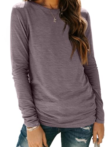Image of AUTOMET Women's Long Sleeve Crewneck Shirts Casual Basic Tops
