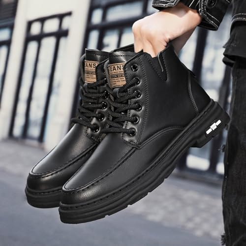Mens Retro Leather Lace Up Platform Ankle Chukka Boots Casual Round Toe Slip On Dress Shoes for Daily Driving Walking4