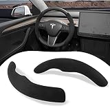 BASENOR Tesla Model 3 Model Y Cubierta del Volante ABS Fibra de Carbono Volante Wrap Protector Antideslizante Accesorios Interiores