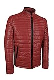 GIORGIO CAPONE Premium Herren-Lederjacke, aus Lamm-Nappa, gefüttert, Kamin-Rot mit schwarzen Akzenten (54)