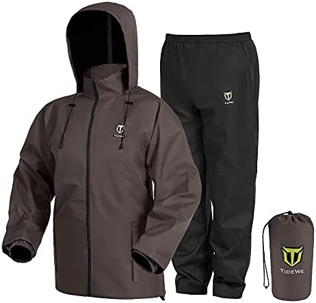 TIDEWE Rain Suit, Waterproof Breathable Lightweight Rainwear (Brown Size XXXL)