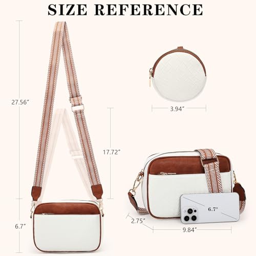 Image of Crossbody Bags for Women Vegan Leather Small Purses with Detachable Coin Pouch Adjustable Guitar Wide Strap