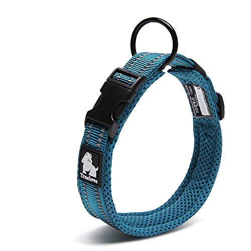 Chai s Choice - Premium Dog Collar - Soft, Padded, Reflective Dog Collar for Large, Medium, and Small Size Dogs - Matching Harness, and Leash Available (Medium, Teal Blue)