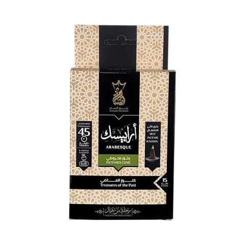 ANSAAM Incense Pyramid Cones *Arabesque* - 10 CT - Beautifully Packaged in A Unique Crown with Ceramic Plate. Warm, Beautiful Scent of Honey, Orange, Peach, Vanilla, Rose, Cinnamon Cover