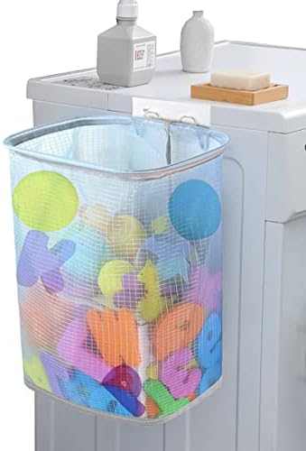 KorBabec Toy Storage Organizer, Hanging Mesh Bathtub Toy Holder Basket with Adhesive Hooks, Shower Caddy for Kids Toddlers Bathroom Toy