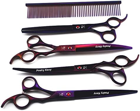 high-end Professional pet Care 8.0 inch pet Scissors 440C Steel Purple (4Set-2)