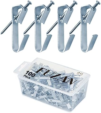 100pcs Picture Hangers,30lbs Picture Hanging Hooks with Nails, FUZANWJ Professional Picture Hanging Kit on Wood/Drywall (30lbs-100pcs)