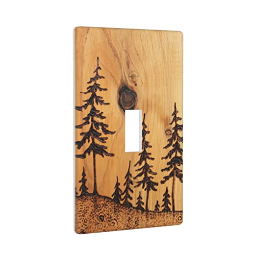 Hoibixe Pine Tree Wood Grain Light Switch Cover Single Toggle Decorative Funny Plastic Wall Plate Covers Outlet Cover Decor Print #TOP1