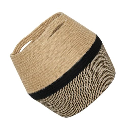 Panier de rangement en coton et lin Healvian multicolore portable