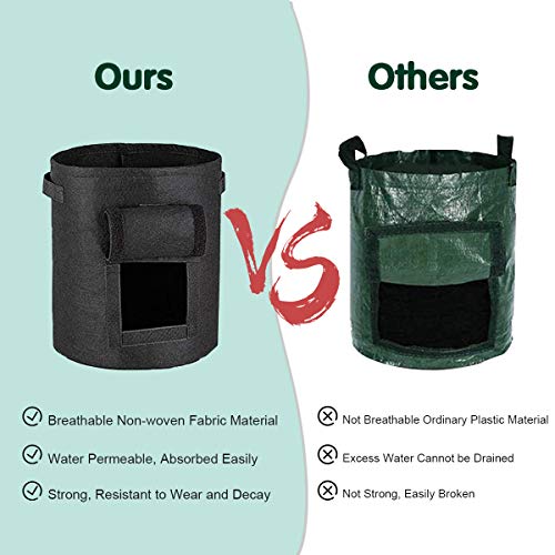 Swygen 5-Pack 7 Gallon Potato Grow Bags, Breathable Non-Woven Fabric Plant Container With 5 Pcs Plant Labels, Potato Planter Bags With Access Flap, Handles For Balcony Courtyard Gardening #TOP3