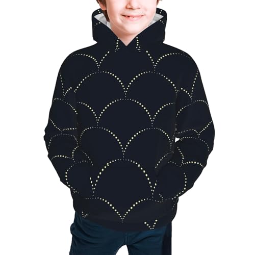Black Fish scales Kid Hoodies Boys Sweatshirts Girls Pullover with Pocket3