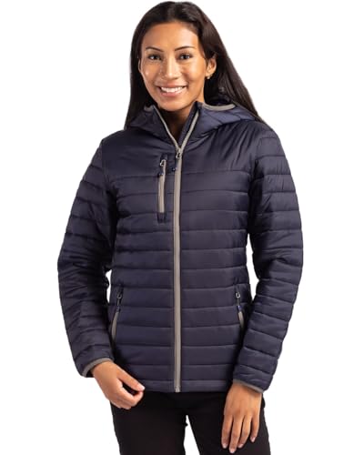 Clique Women's Valhalla Eco Full Zip Puffer Jacket, Dark Navy, XS