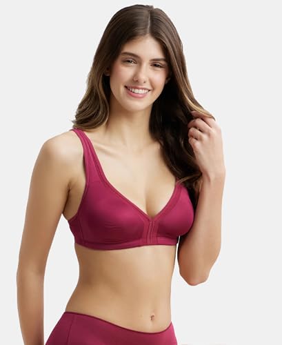 Image of Jockey 1820 Women Wirefree Non Padded Soft Touch Microfiber Elastane Stretch Full Coverage Everyday Bra with Stylised Mesh Panel