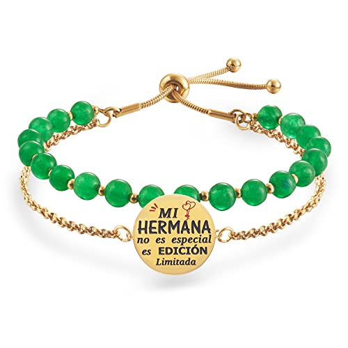 LParkin Pulsera Mujer Hermana Acero Inoxidable Regalo Cumpleaños Hermana Pulsera a la Mejor Hermana Ajustable (Mi HERMANA no es especial es Edición Limitada)