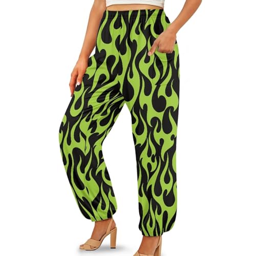 Gzzxiailg Calça harém feminina não transparente com bolsos, calças de gênio para treino, calças leve