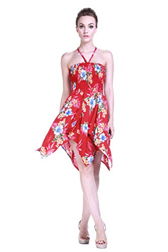 Image of Matchable Family Hawaiian Luau Men Women Girl Boy Clothes in Hibiscus Red