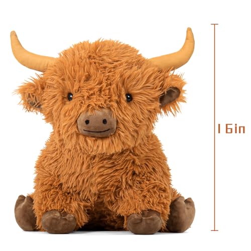 5lbs Highland Cow Weighted Stuffed Animals, 16in Tall Big Highland Cow Plush Toy, Soft Adorable Stuffed Animal for Kids and Adults Highland Cattle Gift Plushie Decor by Wepop - Image 7