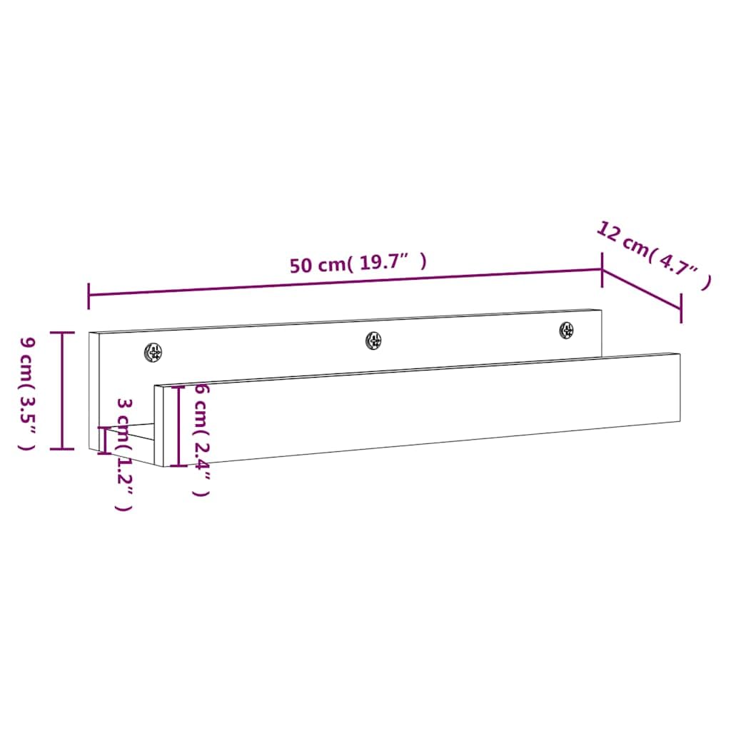 Półki ścienne z litego drewna sosnowego, zestaw 2 sztuk, białe, 50 x 12 x 9 cm, wiszące, do regału na książki, półka ścienna, dekoracja do salonu, kuchni