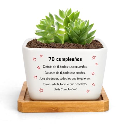 RRIGETEN Regalos 70 Años Mujer Macetas Decorativas Interior Regalos Originales para Mujer 70 Años Regalo para Mujeres De 70 Cumpleaños Hombre