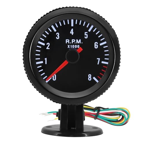 MH - MH 2-1/6 inch (52mm) Tachometer 8000 RPM Gauge with Holder White Backlight Tach for 12V AUTO