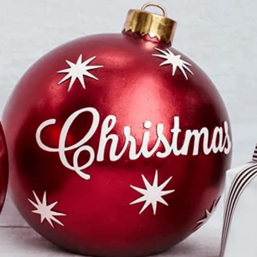 Aijuke 60cm Weihnachtsballon Outdoor Aufblasbare Weihnachtsdekorationen PVC Aufblasbarer Spielzeugball Riesige Aufblasbare Weihnachtsball Geeignet für Weihnachtsdekoration (mit Aufblasbarem Schlauch) Cover