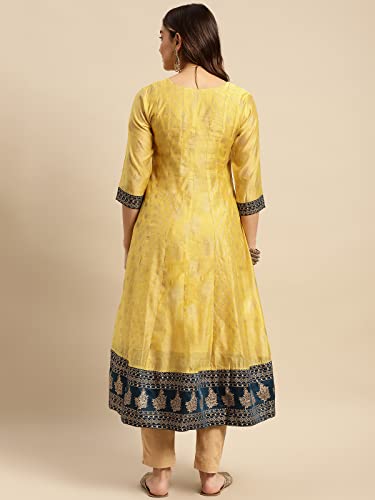 Image of rangita Off White Chanderi Calf Length Printed Flared Kurti for Women | Kurta for Women