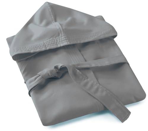Bee Albornoz con capucha de suave microfibra, con bolsa exterior, unisex, gris, M