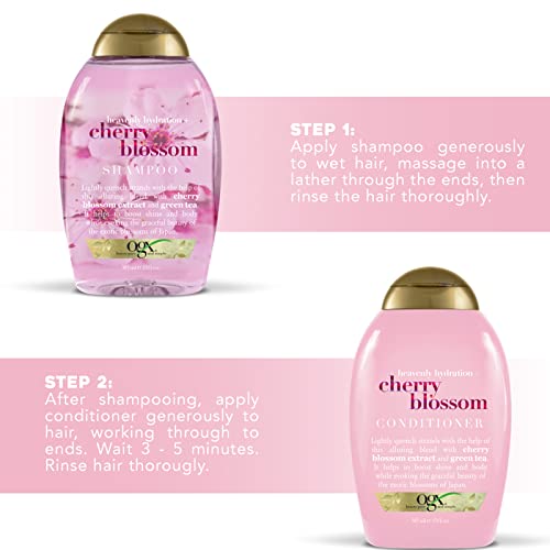 Image of OGX Heavenly Hydration Cherry Blossom Shampoo 13 Ounce (Pack of 6); Sulfate Free Surfactants Shampoo Volumize Shine and Moisturize With the Grace of a Cherry Blossom For Most Hair Types