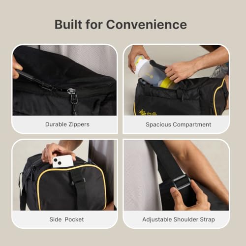 Image of Cult Unisex Duffle Bag 25L - Lightweight, Water-Repellent & Durable Gym and Travel Bag with Adjustable Shoulder Strap, Side Pocket & Strong Zippers - Yellow