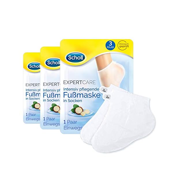 Scholl EXPERTCARE Intensiv pflegende Fußmaske in Socken – Feuchtigkeitsspendende Fußpflege für seidig weiche Füße – 3…