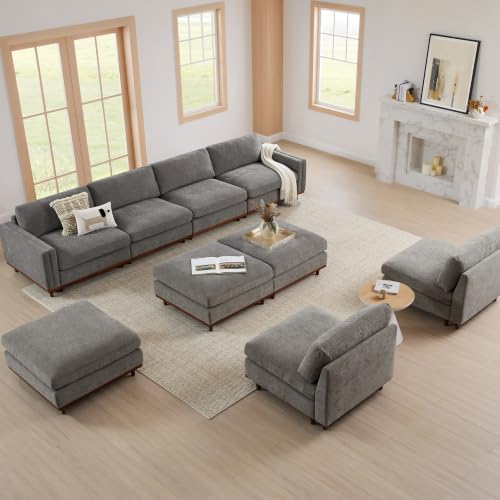 Image of CHITA 114 inch Super Large Sectional Modular Sofa, Down Filled, 5 Seat, Grey