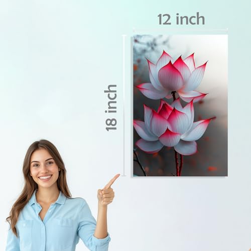 Image of SiddArtify Lotus Flower Wall Art Poster Print Set - Botanical Floral Decor for Living Room Bedroom Office - 12x18 inch Sticker Pack of 6