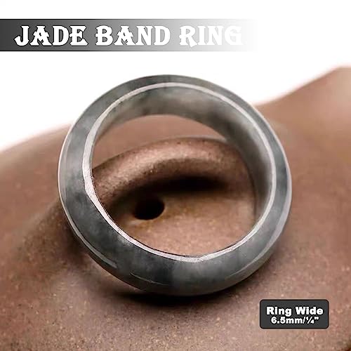 Natural A Grade Jade Band Ring Burma Jade Rings for Women Men, Myanmar Type A Jadeite Jewelry Gift Engagement Ring(Ring Size:4-12)2