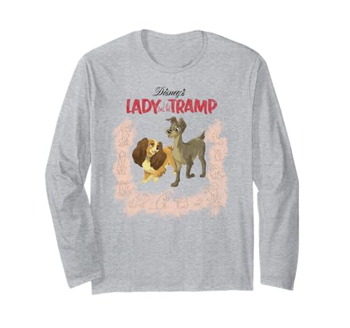 T-shirt Disney La Belle et le Clochard manches longues confortable contre le froid doux