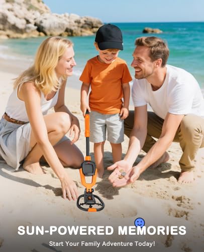 Image of SUNPOW Metal Detector for Children with Treasure Animation and Waterproof Coil - Adjustable Stem (60 - 70 cm) - Kit Includes Shovel, Rake and Bag - Ideal Gift for Boys and Girls from 6 to 12