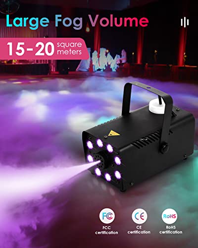 Gejrio Fog Machine, 500W Smoke Machine With 16 Color Controllable Lights Effect, Automatic Fog Machine Outdoor With Wireless And Wired Remote Control For Christmas Halloween Parties & Stage #TOP4