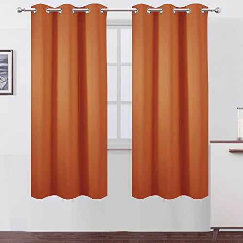 Image of LEMOMO Orange Thermal Blackout Curtains /42 x 72 Inch /Set of 2 Panels Room Darkening Curtains for Bedroom
